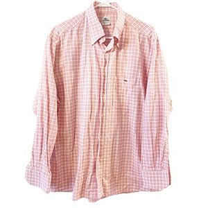 Lacoste Checkered Pink/White Long Sleeve Button Down